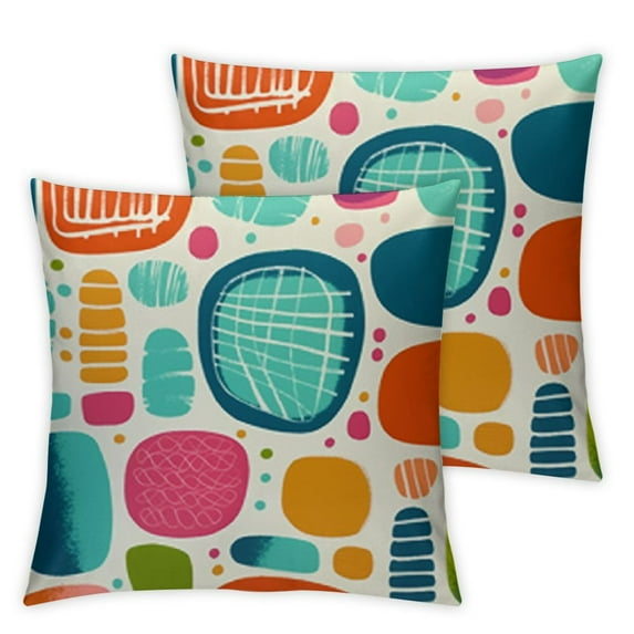 Nawypu  Geometric Pillow Case Retro Style Shapes Home Decor Cushion Covers for Couch Bedroom Sofa Living Room Bed Chair Standard  Multicolored 2pc 20x20in
