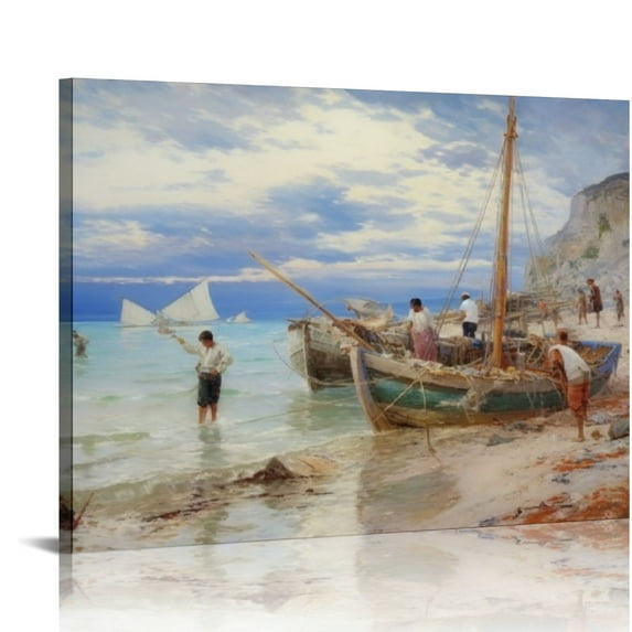Nawypu Giovanni Boldini, Return of The Fishing Boats, Étretat, Art Print, Vintage Art, Canvas Poster Wall A Canvas Art Poster And Wall Art Picture Print Modern Family Bedroom Decor Posters