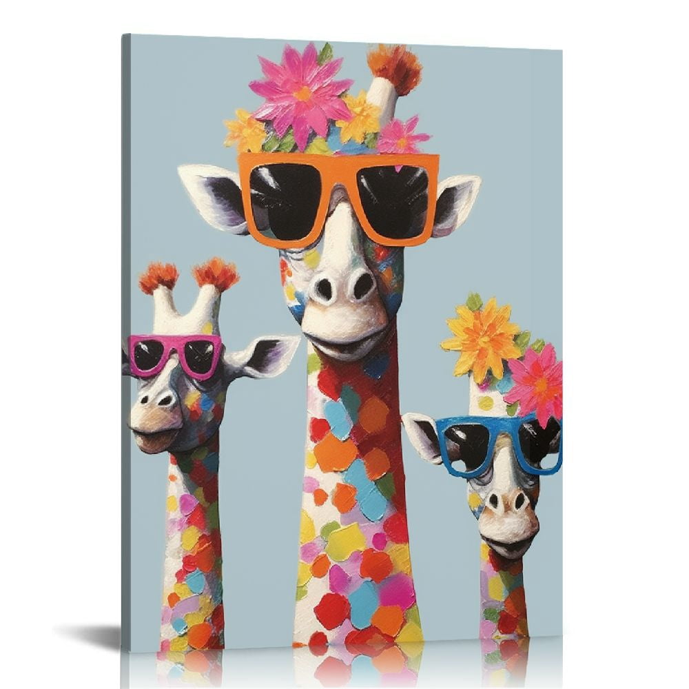 Nawypu Giraffe Family Canvas Wall Art Animal Poster Prints Picture With ...
