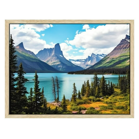 Nawypu Glacier National Park Wall Art Lake Mountains Pictures Framed Canvas Prints Artwork for Living room Bedroom Office Ready to Hang