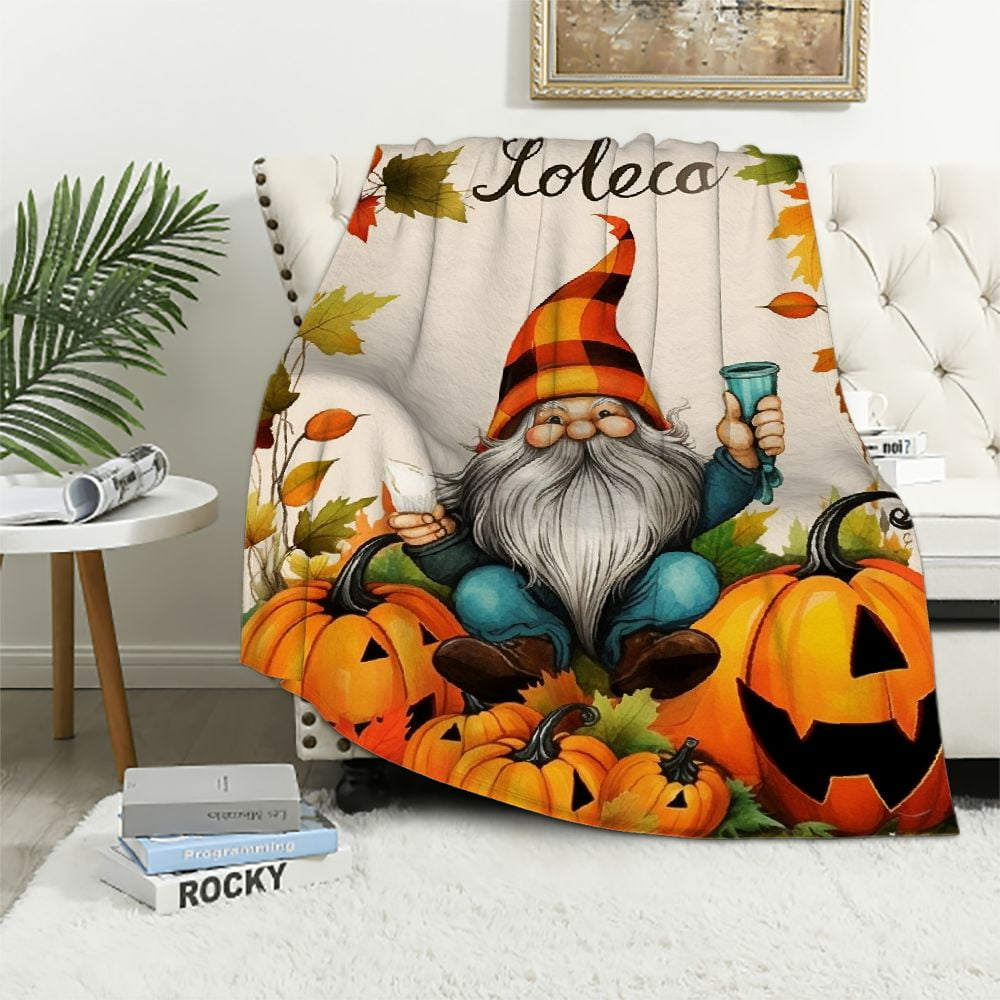 Nawypu Gnomes Maple Leaves Sunflowers Farmhouse Blanket Fall