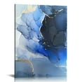 thumbnail image 1 of Nawypu Gold Foil Blue Wall Art Abstract Canvas Wall Art Blue and Gold Canvas Wall Art Modern Gold Foil Posters and Prints Wall Art Blue and Gold Marble Artwork Painting Print On Canvas for Home, 1 of 5