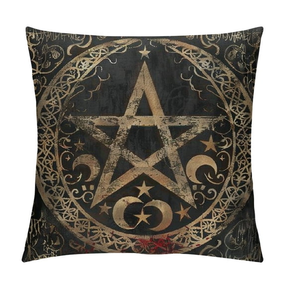 Nawypu Gold Triple Moon Goddess Wiccan Pentagram Throw Pillow Case Cushion Cover Couch Sofa Decorative Square