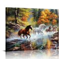 thumbnail image 1 of Nawypu  Golden Landscape Home Decor Canvas Print Painting Colorful Animal Horse Picture Wall Art Contemporary Framed Living Dining Room Decorations, 1 of 4