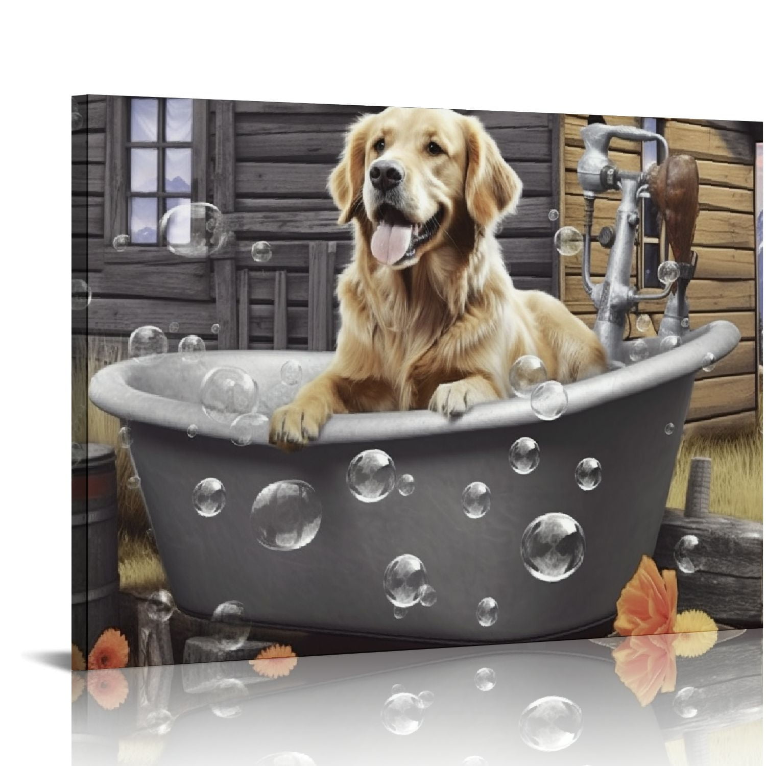 Nawypu Golden Retriever Dogs Wall Art Farmhouse Bathroom Decor Wall