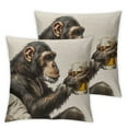 thumbnail image 1 of Nawypu  Gorilla Pillow Cover,Decorative Throw Pillow Monkey Sitting and Thoughtful Look A Glass of Beer Pillow Cases  Square Cushion Covers for Home Sofa Couch Brown 2pc, 1 of 6