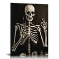 thumbnail image 1 of Nawypu Gothic Skull Skeleton Rock and Roll Victory Hippie Posing Wall Art Canvas Farmhouse Gothic Theme 16x20in Prints Decor For Gothic Home Bedroom,Gift For Gothic Lovers,Halloween Gifts, 1 of 4