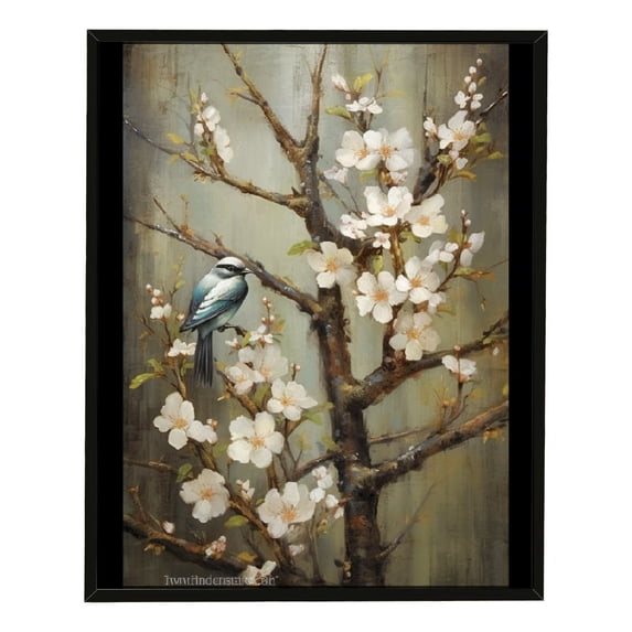 Nawypu Graceful Birds on Plum Blossom Trees Canvas Wall Art - Giclee Floral Prints for Living Room & Bedroom Decor - Large Vertical Artwork