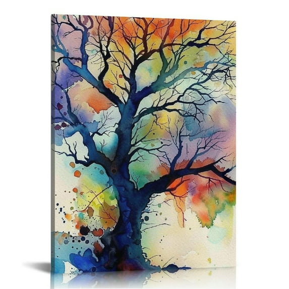 Nawypu  Graffiti Abstract Large Tree Wall Framed Canvas Wall Art Decor, Modern Colorful Tree Art Picture Prints Painting Wall Decoration for Living Room Bedroom Gallery Decor