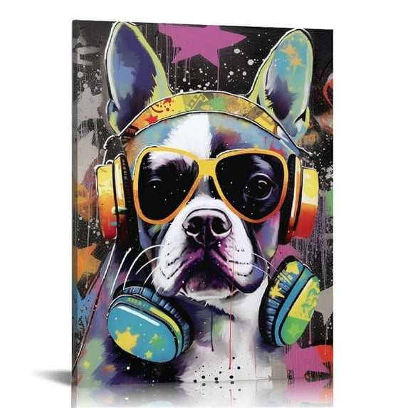 Nawypu Graffiti Wall-Art Bathroom - Dog Wall Art for Bedroom - Nursery Wall Art Headphones Pictures Sunglasses Poster Ready to Hang