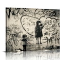 thumbnail image 1 of Nawypu Graffiti Wall Art Behind the Curtain Poster Banksy Canvas Wall Art Banksy Wall Art Banksy Art Colorful Wall Art Pop Art Wall Decor Graffiti Wall Decor for Living Room Bedroom Decor, 1 of 4