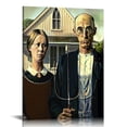 thumbnail image 1 of Nawypu Grant Wood Canvas Wall Art - American Gothic Print - Portrait Art Prints - World'S Most Famous Paintings Series - Modernism Poster For Home Living Room, 1 of 4
