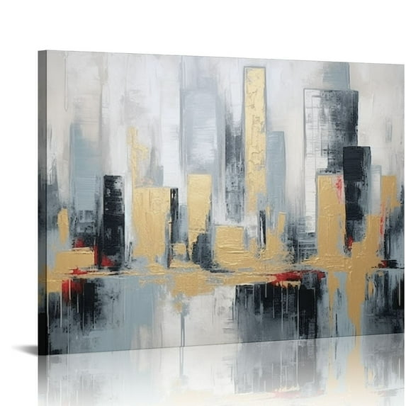 Nawypu Gray Abstract Canvas Wall Art for Livingroom, Office Decorations Modern Style Decor Gray Abstract Wall Canvas Art Framed Ready to Hang
