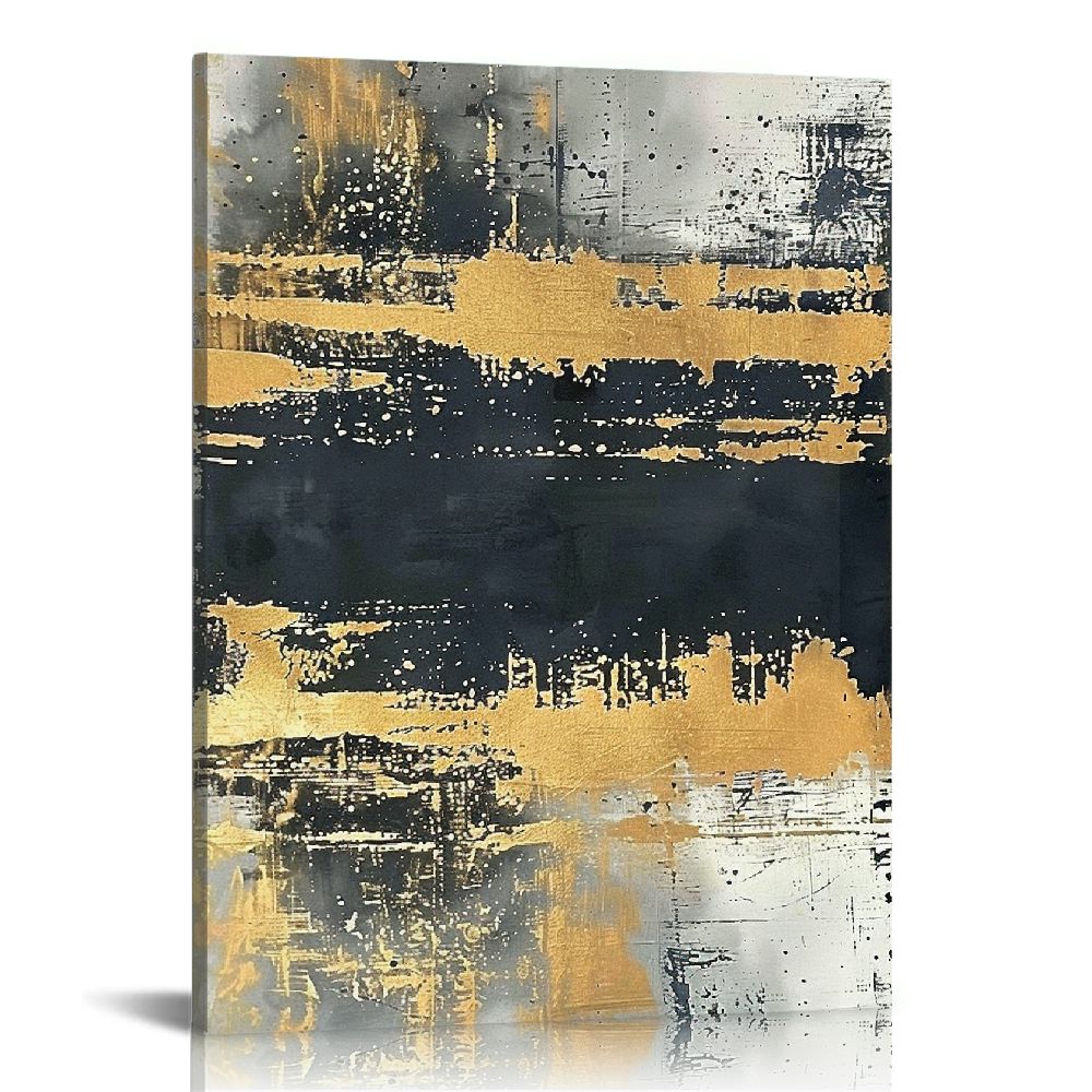 Nawypu Grey Gold Abstract Wall Art Blue Grey Abstract Canvas Modern