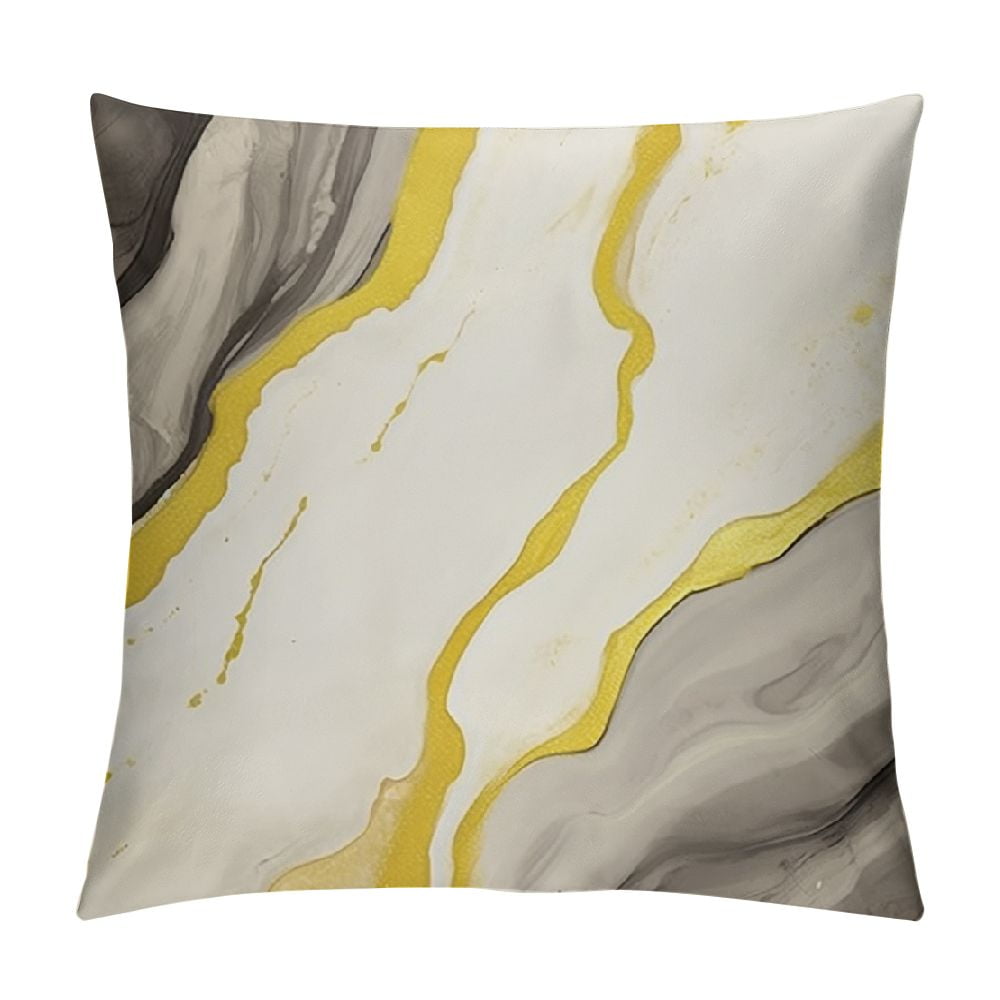 Nawypu Grey Gold Marble Throw Pillow Covers ch Modern Abstract Marble