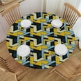 thumbnail image 1 of Nawypu Grey Yellow Fitable Fitted Round Table Cover with Elastic Geometric Vintage 60s Home Pattern Elastic Edge Waterproof Table Cover Table Cloth for Round Table  Tables, 1 of 7