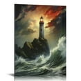 thumbnail image 1 of Nawypu Guiding Light, Lighthouse in Storm, Classic Prints Print on Canvas Wall Art, Beautiful Vintage Art for Living Room Decor, Canvas Prints, portrait,Wall, 1 of 5