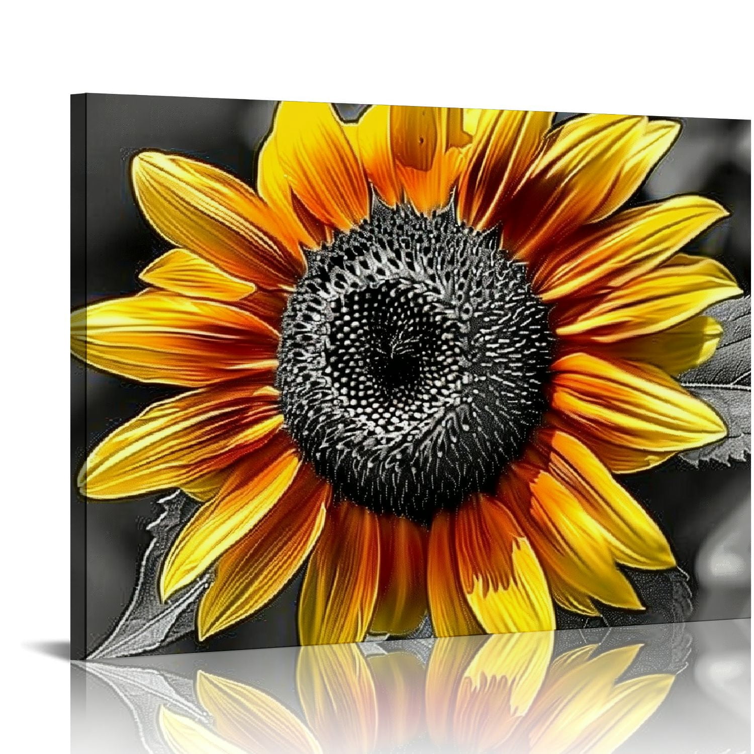 Nawypu HD Sunflower Wall Art Canvas Sunflower Decor Black and White ...