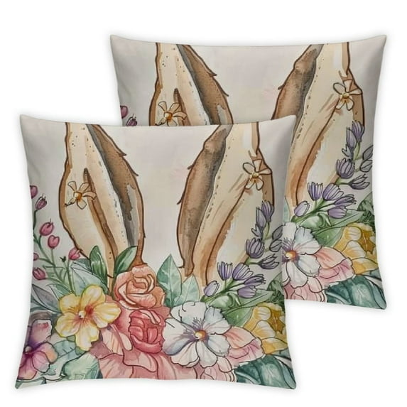 Nawypu Happy Easter Pillow Covers Rabbit Bunny Hello Peeps Eggs Carrots Farmhouse Decorative Throw Pillowcases for Home Sofa Couch Decoration 2pc