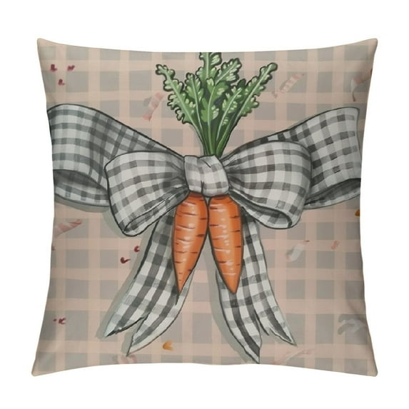 Nawypu Happy Easter Pillow Covers, Rabbit Bunny Hello Peeps Eggs Carrots Farmhouse Decorative Throw Pillowcases for Home Sofa Couch Decoration