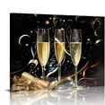 thumbnail image 1 of Nawypu Happy New Year Modern Art Wall Decor for Living Room/Bedroom, Yellow Champagne Fireworks Ribbon Large Canvas Art Painting Framed Ready to Hang, 1 of 4