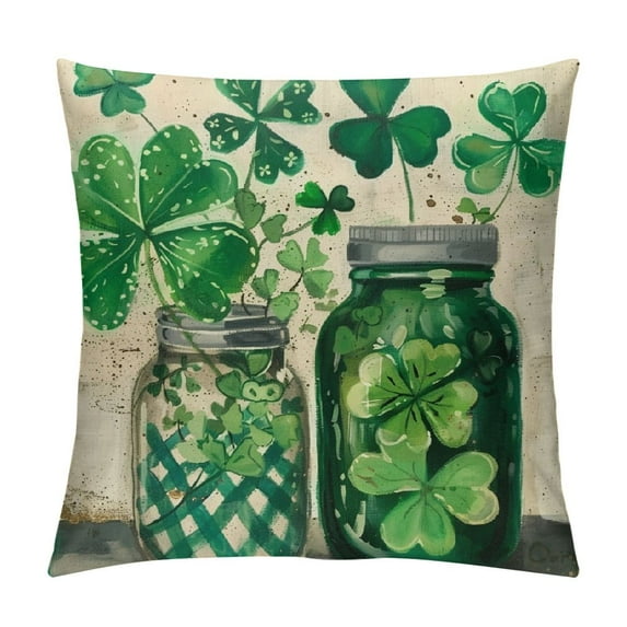 Nawypu Happy ST Patricks Day Peace Love Lucky Throw Pillow Covers Clover Stripes Decoration for Sofa Couch