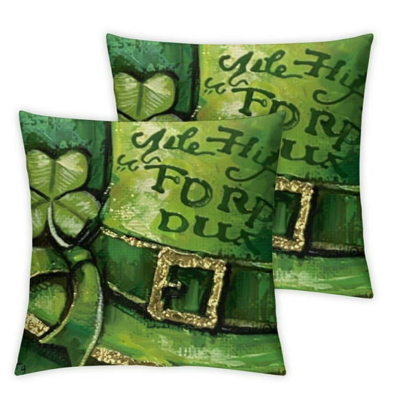 Nawypu Happy St. Patrick's Day Pillow Covers , Green Shamrock Good Luck Leprechaun Hat Pinch Me Farmhouse Throw Pillowcases for Home Sofa Couch Cushion Decoration 2pc