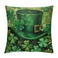 thumbnail image 1 of Nawypu Happy St Patricks Day Pillow Covers Blessed Hat Lucky Clover Shamrocks Decorative Square Pillow Cases Holiday Striped Cushion Case Spring Party Home Decor for Sofa Couch Bedroom, 1 of 5