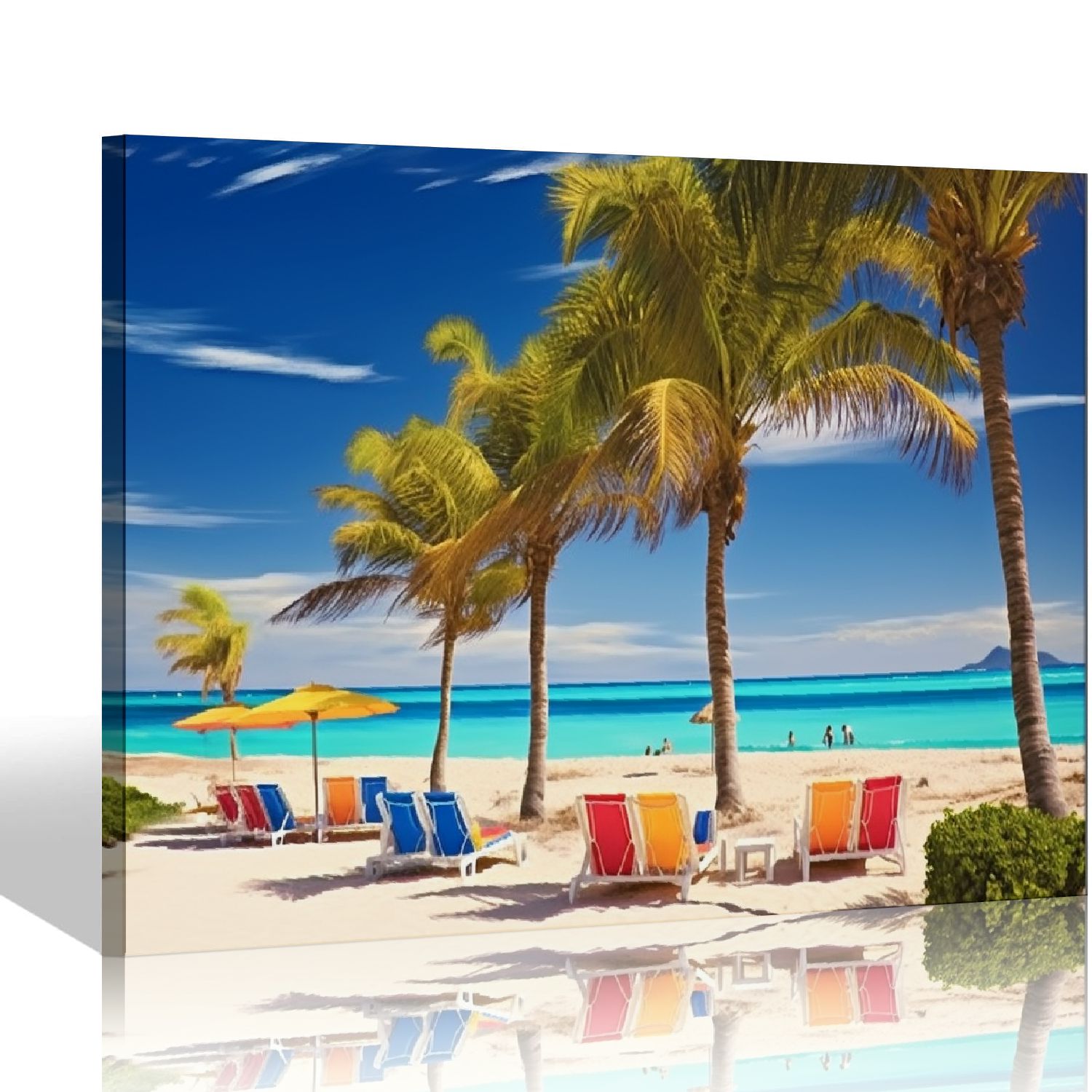 Nawypu Hawaii Beach Canvas Wall Art Blue Ocean Palm Tree Modern ...