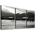 thumbnail image 1 of Nawypu  Hawaii Kauai Hanalei Bay And Pier At Sunset Black And White Poster Print, （12''x16''X3 Panels), 1 of 4