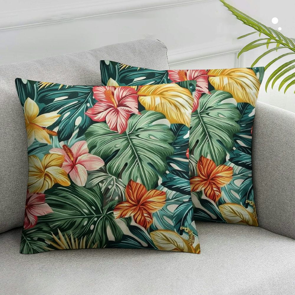 Nawypu Hawaiian Hibiscus Flower Throw Pillow Covers Summer Tropical ...