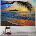 thumbnail image 1 of Nawypu  Hawaiian Tapestry, Pacific Sunrise at Lanikai Beach Hawaii Colorful Sky Wavy Ocean Surface Scene, Fabric Wall Hanging Decor for Bedroom Living Room Dorm,Blue Ivory, 1 of 6