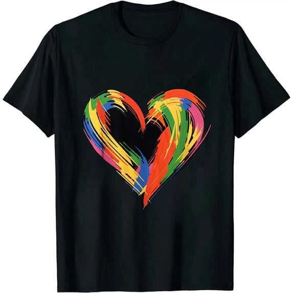 Nawypu Heart Rainbow Flag LGBT Gay Les Pride Support LGBTQ Parade T-Shirt