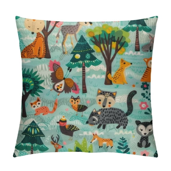 Nawypu Hedgehog Raccoon Fox Rabbit Owl Bat Pillow Case Decorative Throw Pillow Covers Square Cushion Covers Modern Farmhouse Pillowcase for Bed Sofa Car Chair Home Decor