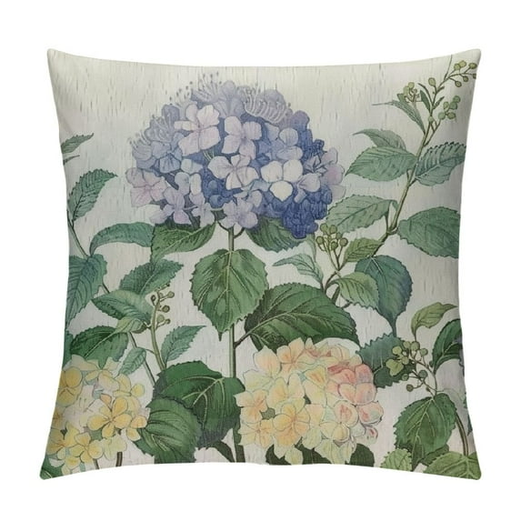 Awypu Hello Love Blue Hydrangea Bicycle Throw Pillow Covers, Flowers Summer Spring Mother's Day Cushion Case for Sofa Couch Set of