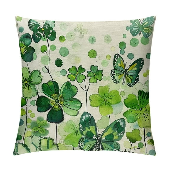 Nawypu Hello Shamrocks ST Patricks Day Lucky Charm Throw Pillow Covers, Bicycle Clover Decoration for Sofa Couch Set of