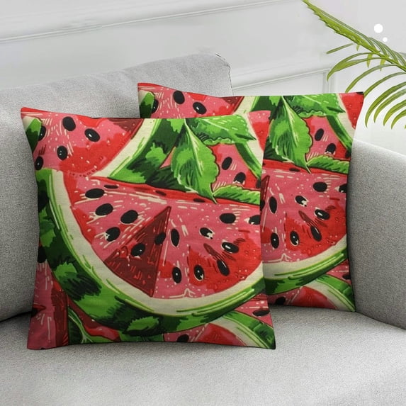 Nawypu Hello Summer Throw Pillows Covers&nbsp;Cool Sweet Juicy Pieces Watermelon Pattern&nbsp;Watercolor Throw Pillow Cover Beach Fruits Decor Pillow Case for Sofa,Set of 2
