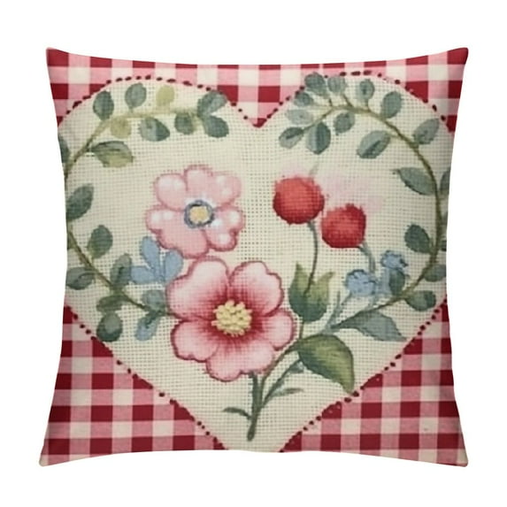 TIAOTIAOHOU Love You More Eucalyptus Leaves Pink Throw Pillow Covers, Buffalo Plaid Polka Dot Stripes Love Hearts Cushion Case Decoration for Sofa Couch