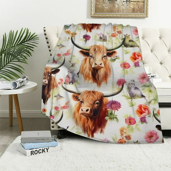 ONETECH Highland Cow Gifts for Women Ultra Soft Cozy Plush Warm Throw Blanket Highland Cow Decor Highland Cow Gifts