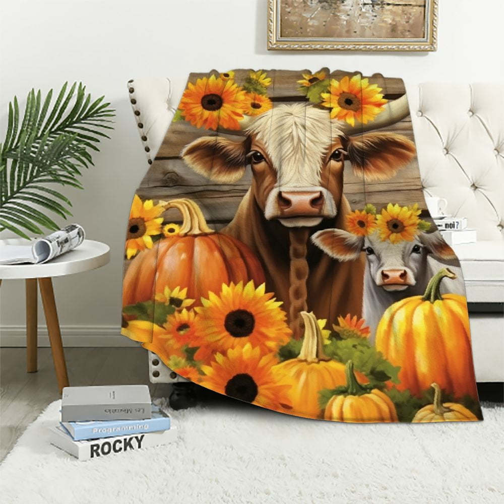Sunflower Chic Bowtie Cow Quilted Blanket NCU0TH816