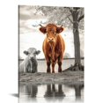 thumbnail image 1 of Nawypu Highland Cow Canvas Wall Art Black and White Animal Print Pictures Highland Cattle Photo Framed Farmhouse Painting 16x20 inches for Home Decor, 1 of 4