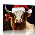 thumbnail image 1 of Nawypu  Highland Cow Canvas Wall Art: Merry Christmas Cow Decorations for Home - Red Hat Cow Picture Farmhouse Decor Cute Farm Animal Print Framed Poster for Bedroom Living Room, 1 of 4