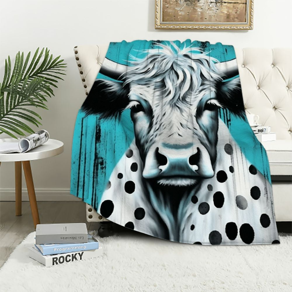 Nawypu Highland Cow Print Blanket and Throws 50x60 Inch Cute Farm
