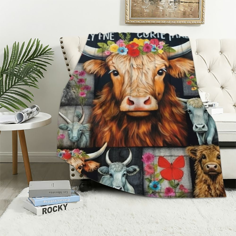 Nawypu Highland Cow Super Soft Throw Blankets Flannel Lightweight Plush