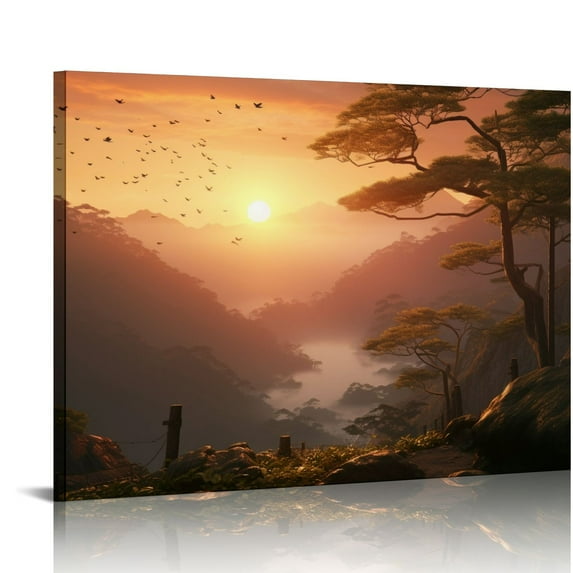 Nawypu Home Decor Mountain Wall Art Blue Large Framed Artwork for Living Room Bedroom Office Wall Decorations
