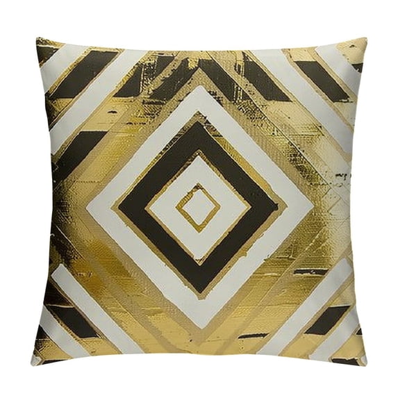 Awypu Home Decorative Throw Pillow Covers Gold Foil Pillow Covers Geometric Square Cushion Covers Decor Couch Sofa Bedroom(White and Gold )