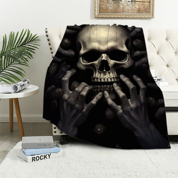 ONETECH Horror Skull Blanket Halloween Scary Hands Super Soft Bedding Throw Blanket Flannelette Blankets Couch Sofa Warm Lightweight for Boys Girls