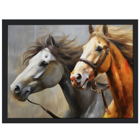 Nawypu Horse Canvas Wall Art Animal Painting Prints on Canvas Framed Ready to Hang Two Running Horses Canvas Prints Artwork for Living Room Bedroom Home Wall Decor