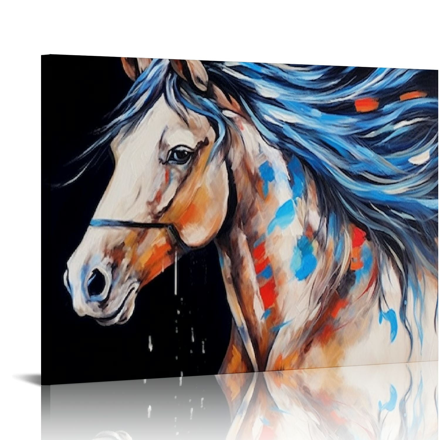 Native American Horse Metal Tin Sign - Colorful Southwestern Indian Horse Wreath Decor, 12x12 Inch, Rustproof - View #3
