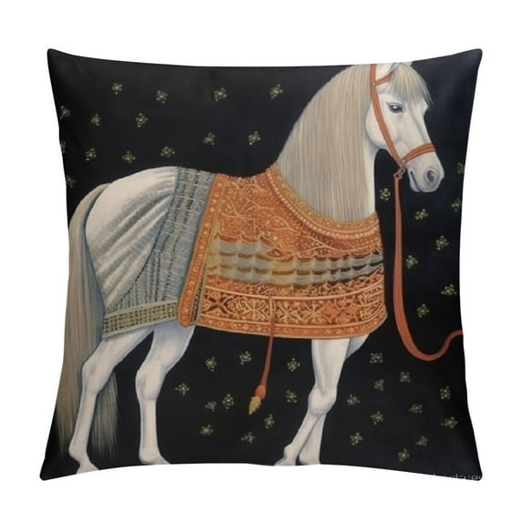 Nawypu Horse Throw Pillow Cushion Covers with Tassel Retro American Style Duplex Printing Fabric Couch Sofa Pillow for Living Room Bedroom